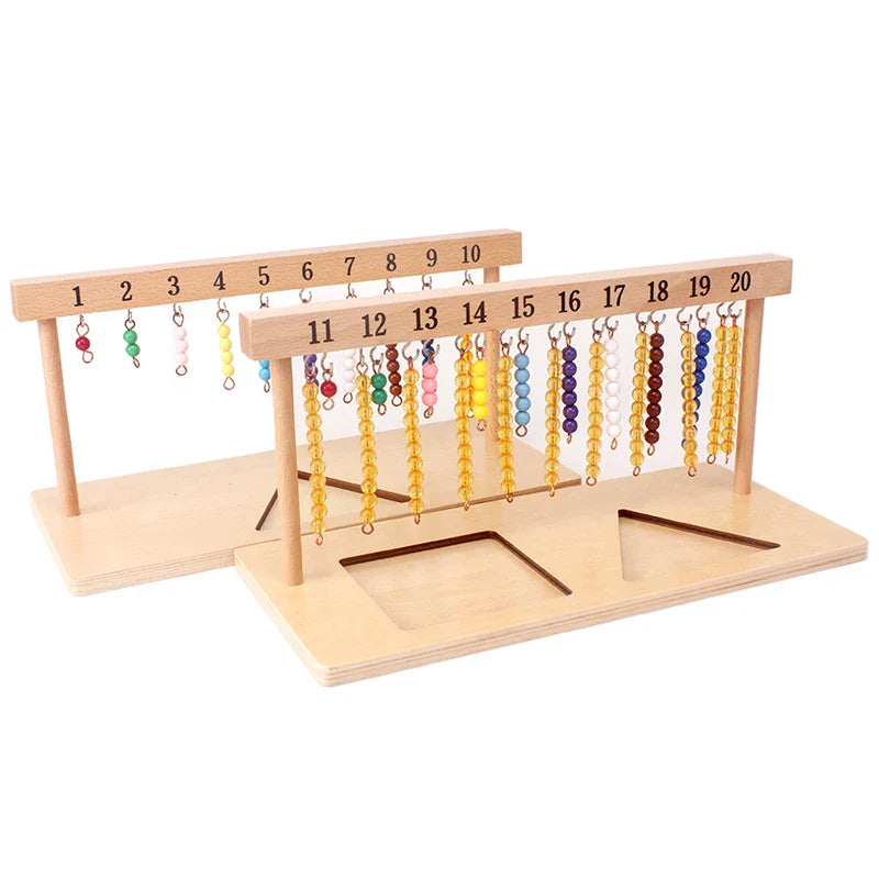 Montessori Math Teaching Set: Number Beads Stairs & Hanger Board (1-20