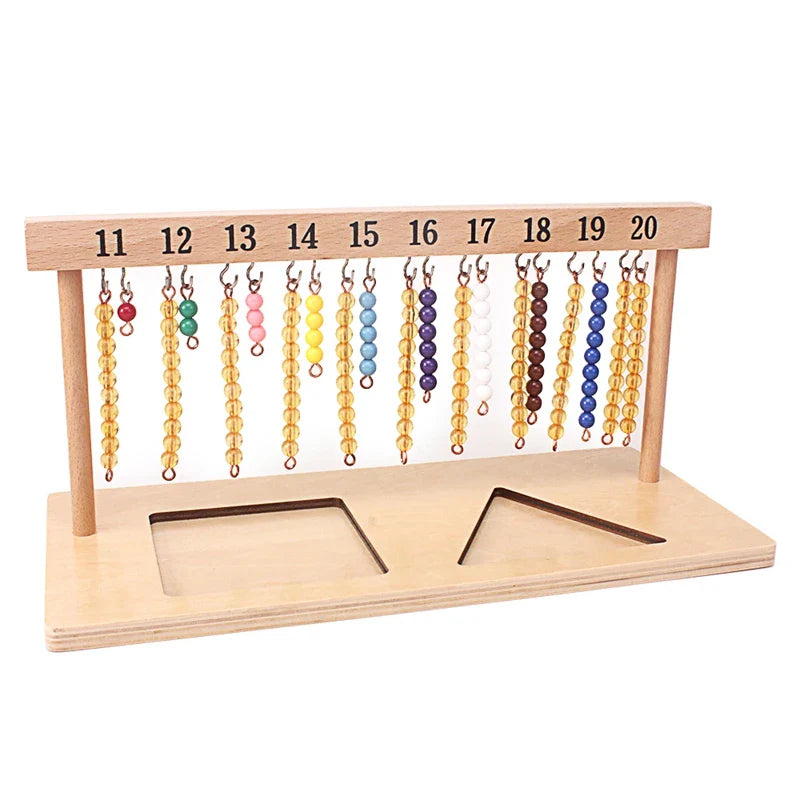 Montessori Math Teaching Set: Number Beads Stairs & Hanger Board (1-20