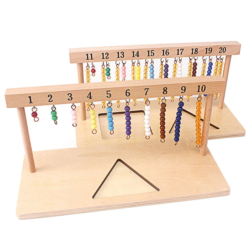 Montessori Math Teaching Set: Number Beads Stairs & Hanger Board (1-20