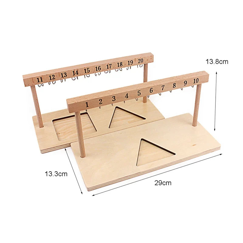 Montessori Math Teaching Set: Number Beads Stairs & Hanger Board (1-20