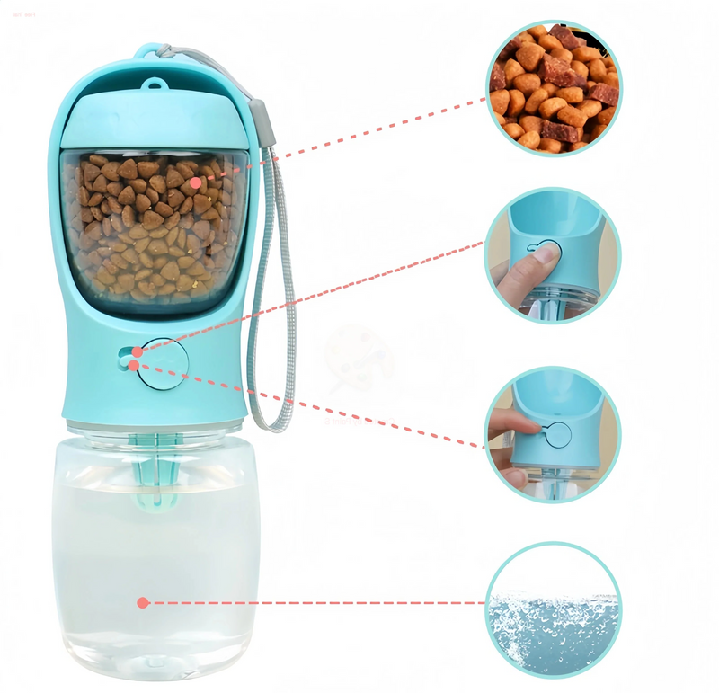 Portable Pet Water Bottle with Storage Food