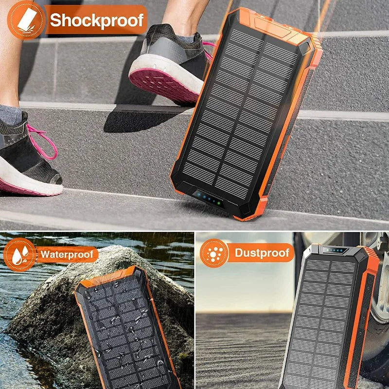 Waterproof Outdoor Solar Power Bank - 30000mAh