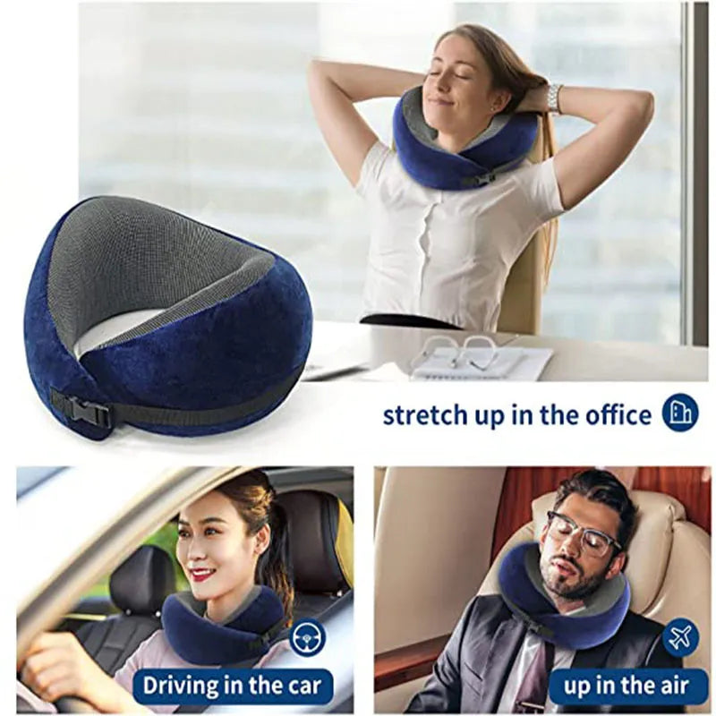 Portable Memory Foam Neck Pillow for Travel and Camping