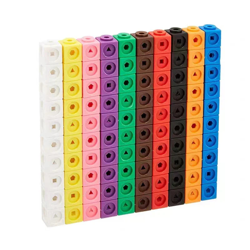 100-Piece Linking Cubes Educational Math Toy Set for Kids