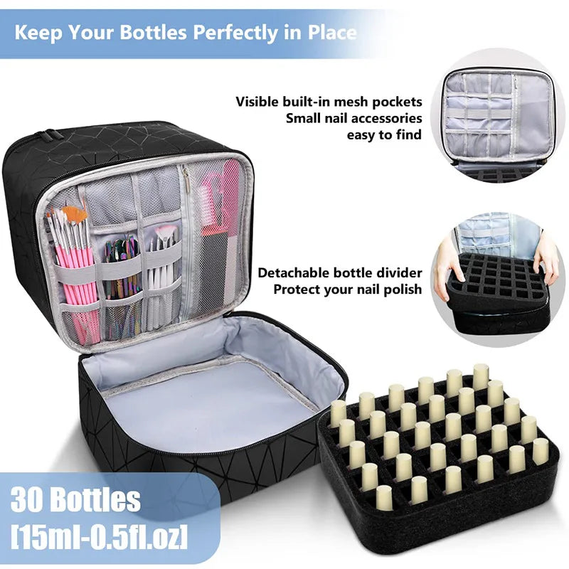 Portable Nail Polish Storage Bag - Travel-Friendly Organizer