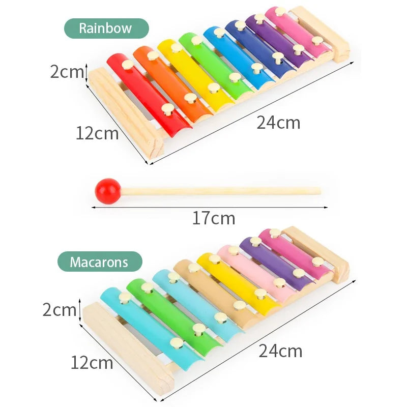 Colorful Wooden 8 Tones Xylophone Musical Instrument Toy for Kids