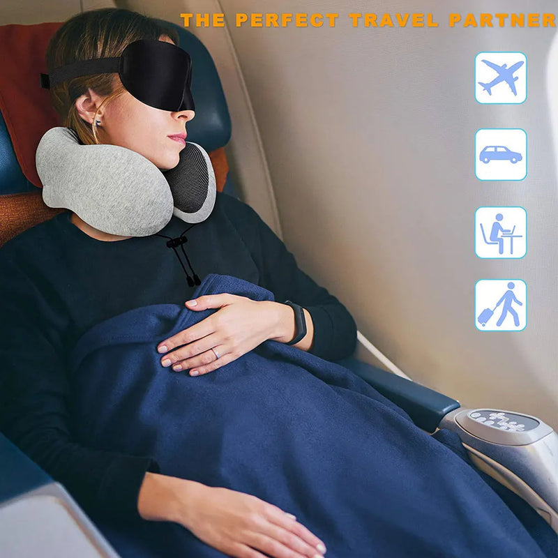 U Shaped Memory Foam Travel Pillow with Massage Function